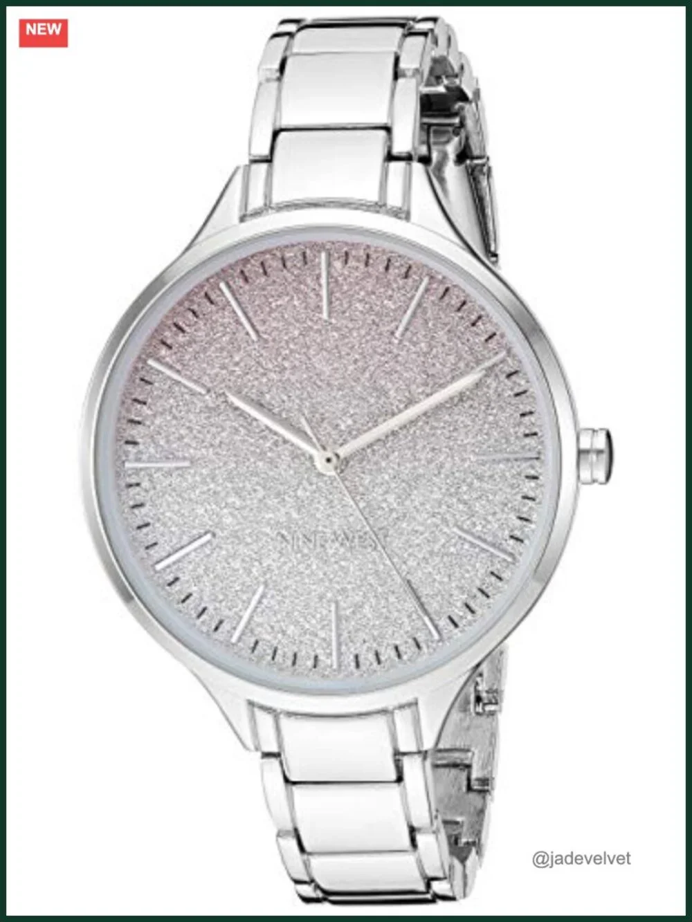 Nine West Women's Bracelet Watch - Silver-Tone Glitter Ombre Dial, Mineral